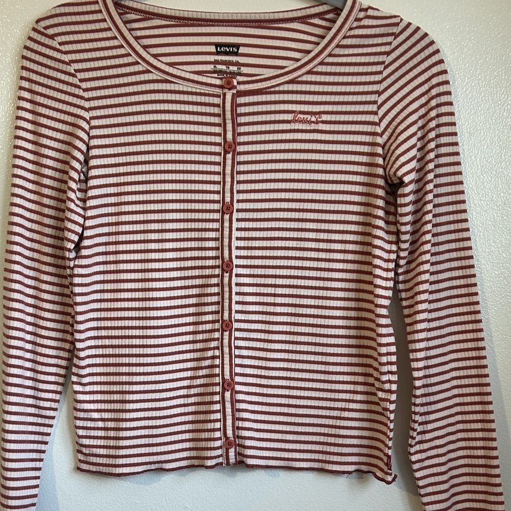 Levi's Red and White Striped Blouse